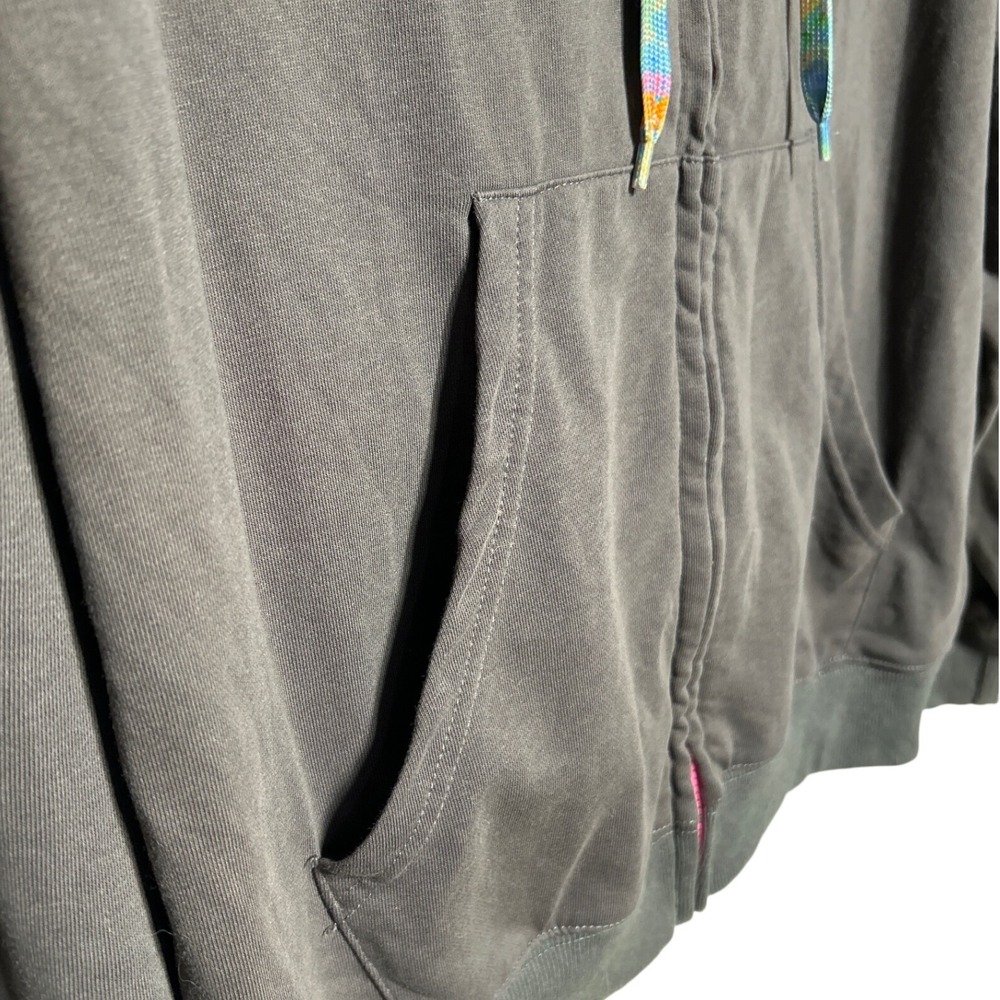 NATURAL LIFE Gray Zip-Up Hoodie with Multicolor Drawstrings - Picture 4 of 10